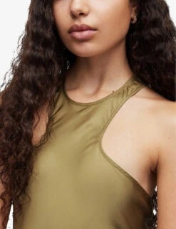 AllSaints Betina Racerback Satin Maxi Dress 11 AllSaints Betina Racerback Satin Maxi Dress -Sweaty Betty Store R04082737 PALEOLIVEGRE ALT04