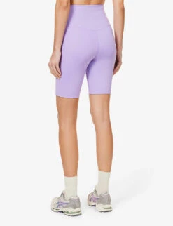 Girlfriend Collective High-rise Exposed-seams Stretch-woven Shorts -Sweaty Betty Store R04083181 BOUGAINVILLEA ALT03