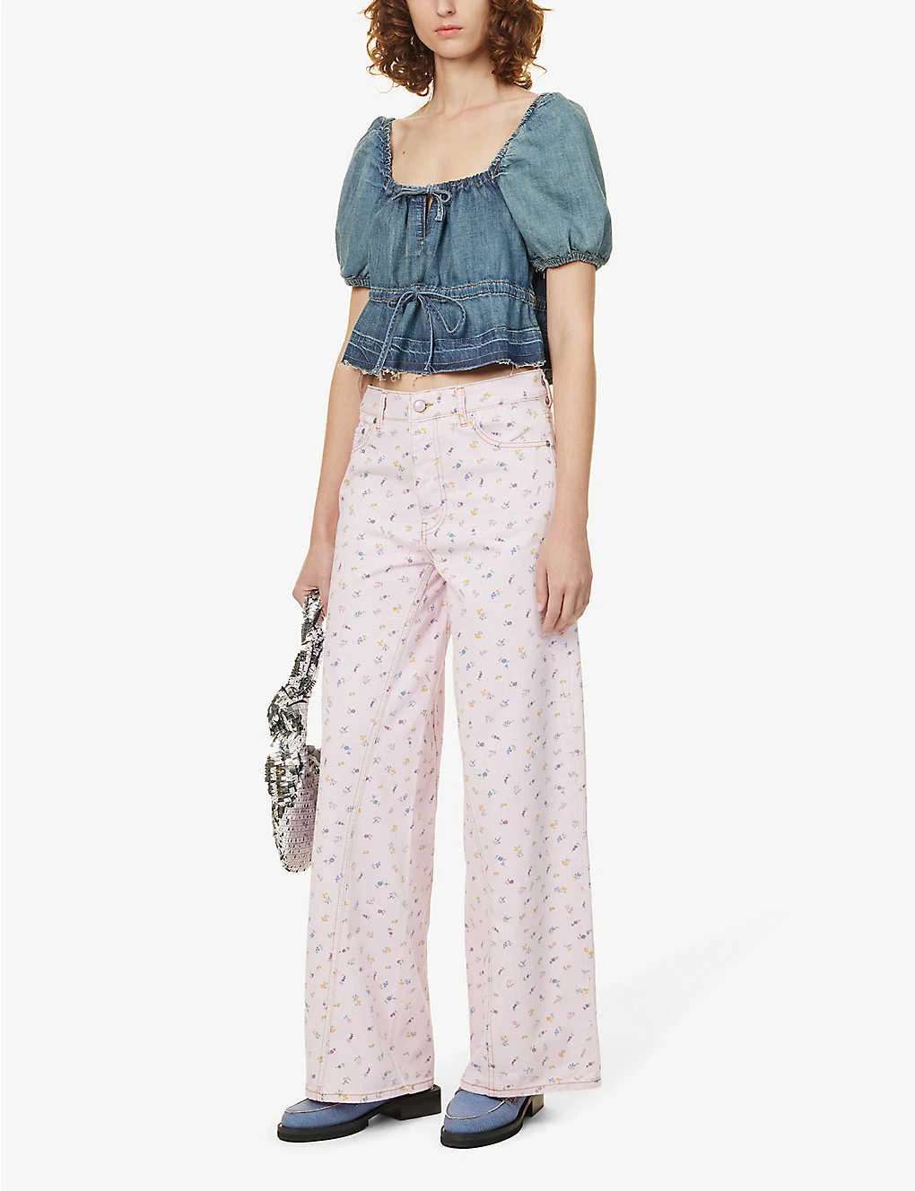 Ganni Puff-sleeve Peplum-hem Organic-cotton Top 4 Ganni Puff-sleeve Peplum-hem Organic-cotton Top - Image 2