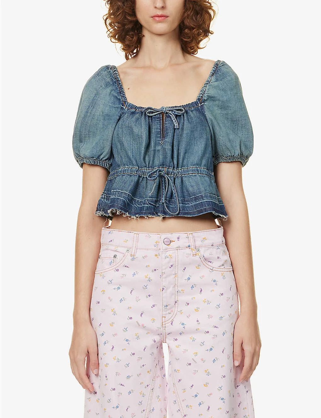 Ganni Puff-sleeve Peplum-hem Organic-cotton Top 5 Ganni Puff-sleeve Peplum-hem Organic-cotton Top - Image 3