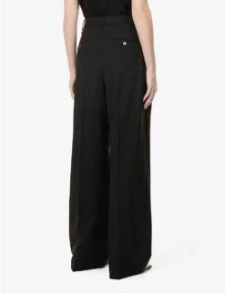 THEORY Double-pleated Straight-leg Mid-rise Wool Trousers -Sweaty Betty Store R04085919 BLACK ALT03