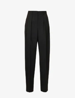 THEORY Double-pleated Straight-leg Mid-rise Wool Trousers