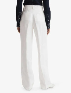 Reiss Hollie High-rise Linen-blend Trousers -Sweaty Betty Store R04086990 WHITE ALT03
