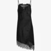AllSaints Eldia Lace-trim Asymmetric-hem Silk-blend Mini Dress 1 AllSaints Eldia Lace-trim Asymmetric-hem Silk-blend Mini Dress -Sweaty Betty Store R04087333 BLACK M
