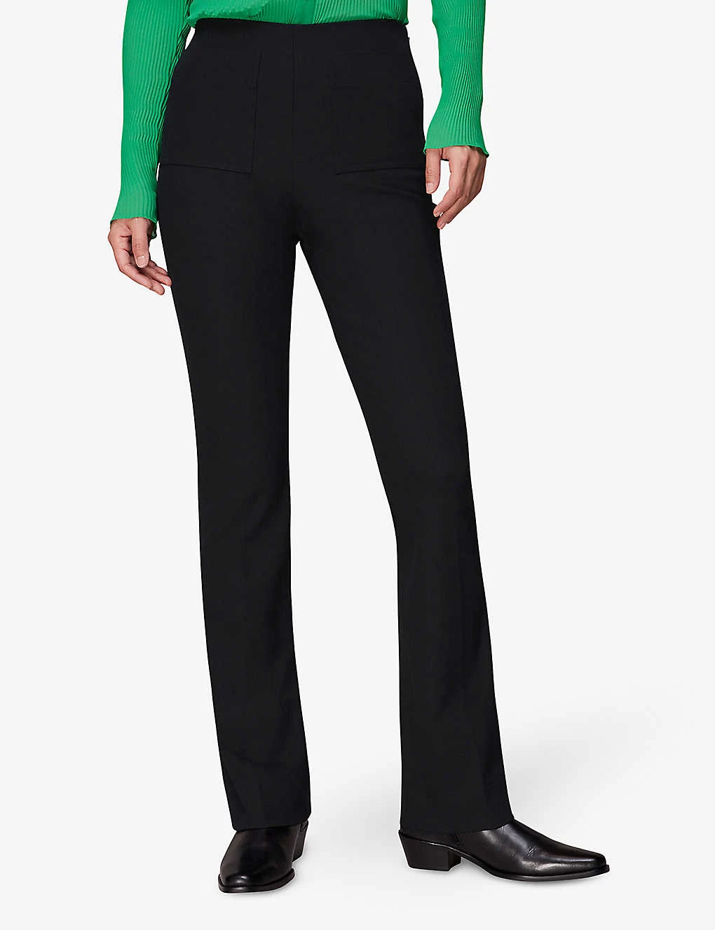 Whistles Flared High-rise Stretch-cotton Trousers 5 Whistles Flared High-rise Stretch-cotton Trousers - Image 3