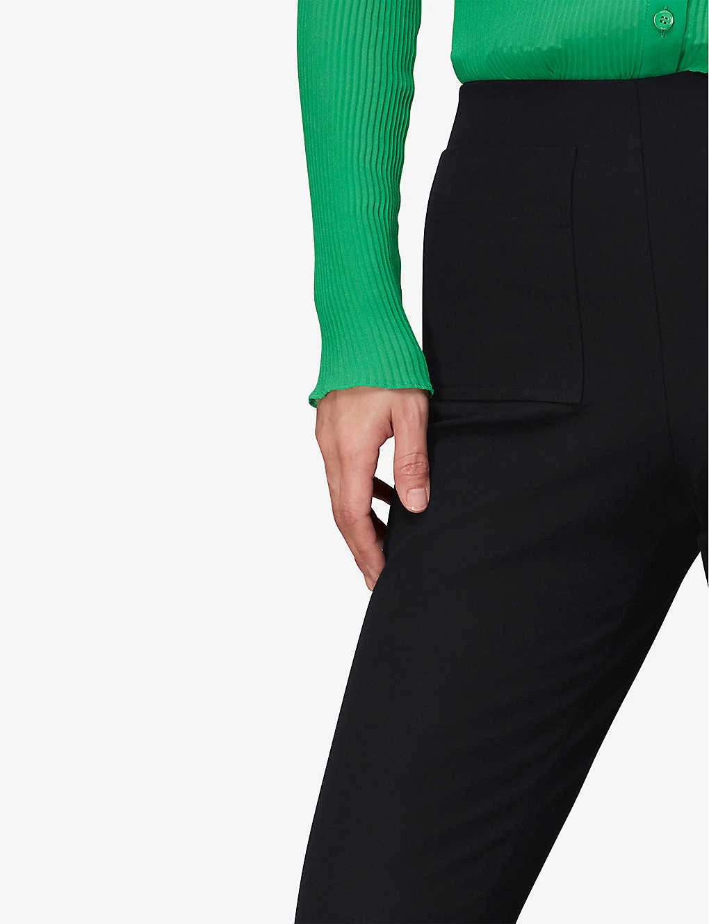 Whistles Flared High-rise Stretch-cotton Trousers 7 Whistles Flared High-rise Stretch-cotton Trousers - Image 5