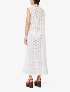 Melissa Odabash Tessa V-neck Cotton Kaftan -Sweaty Betty Store R04090059 WHITE ALT03