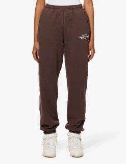 Health And Wellness Club Cotton-jersey Jogging Bottoms -Sweaty Betty Store R04090268 CHOCOLATEWHITE ALT02