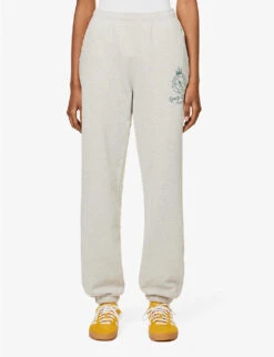 Crown Logo-print Cotton-jersey Jogging Bottoms 9 Crown Logo-print Cotton-jersey Jogging Bottoms -Sweaty Betty Store R04090269 HEATHEROATMEALFOREST ALT02