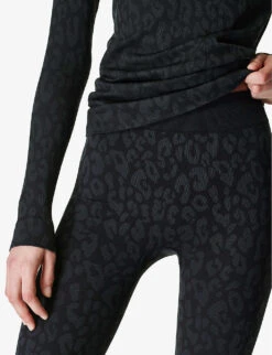 Sweaty Betty Leopard Jacquard Stretch-jersey Leggings -Sweaty Betty Store R04094042 BLACKLEOPARDPAINT ALT04