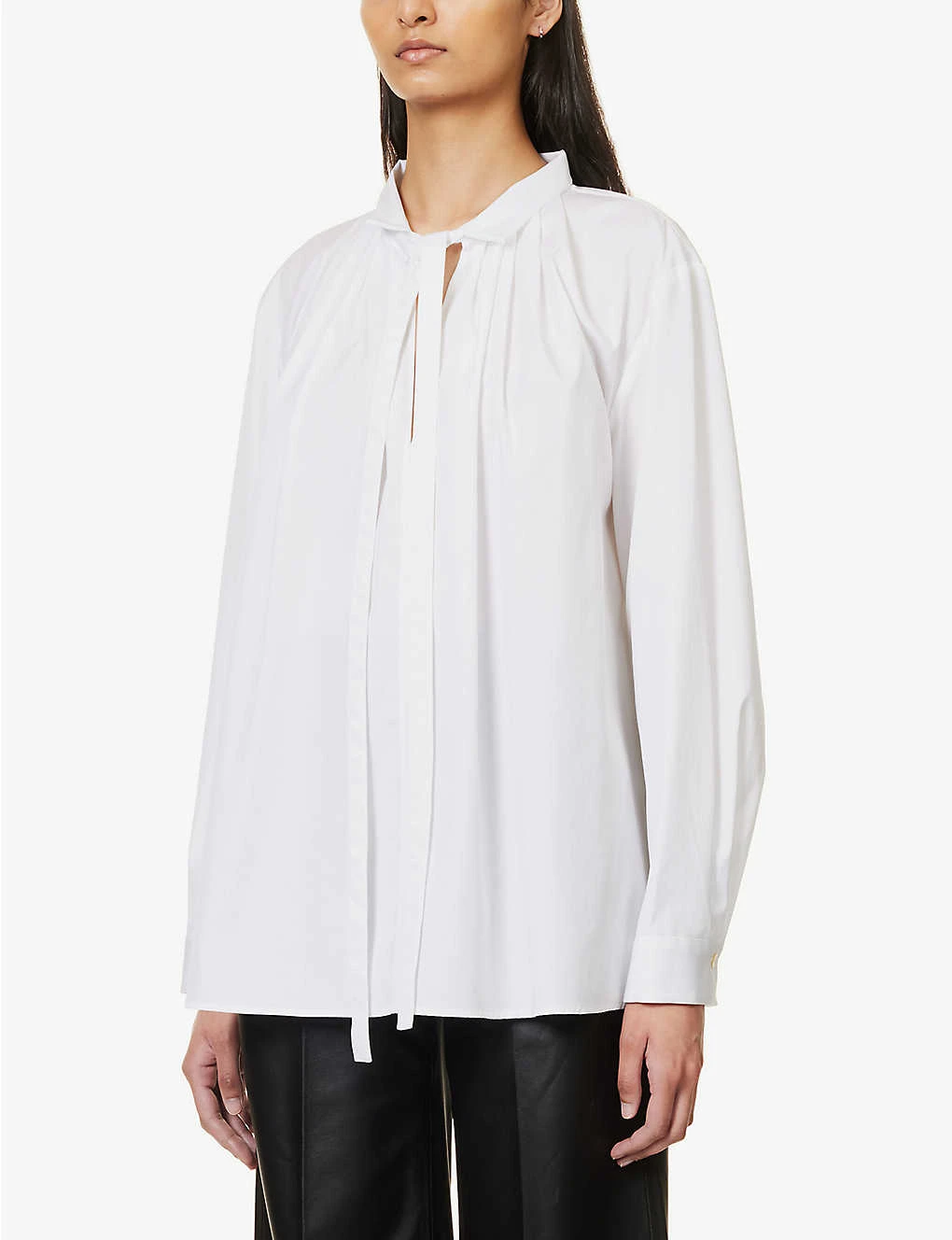 Joseph Orton Tied-neck Long-sleeved Cotton Shirt 5 Joseph Orton Tied-neck Long-sleeved Cotton Shirt - Image 3
