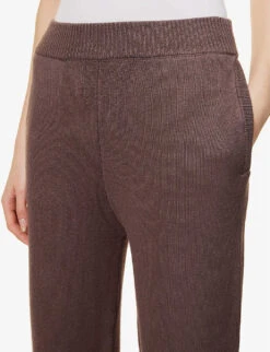 Joseph Tapered-leg Mid-rise Silk-blend Knitted Jogging Bottoms -Sweaty Betty Store R04095456 TRUFFLE ALT04