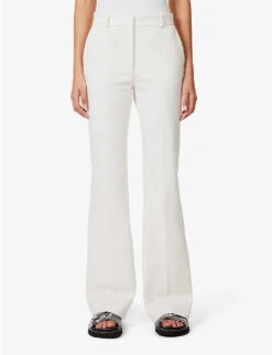 Joseph Tafira Pleated Wide-leg Mid-rise Stretch-cotton Trousers -Sweaty Betty Store R04095468 IVORY ALT02