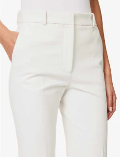 Joseph Tafira Pleated Wide-leg Mid-rise Stretch-cotton Trousers -Sweaty Betty Store R04095468 IVORY ALT04