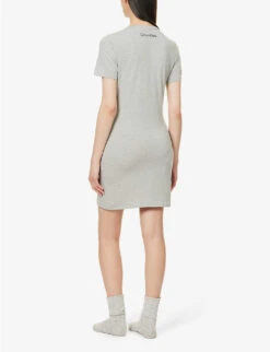 Calvin Klein 1996 Brand-patch Recycled-cotton Blend Nightdress -Sweaty Betty Store R04096768 GREYHEATHER ALT03