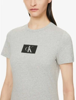 Calvin Klein 1996 Brand-patch Recycled-cotton Blend Nightdress -Sweaty Betty Store R04096768 GREYHEATHER ALT04