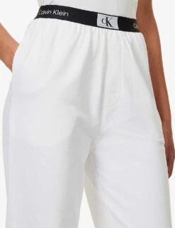 Calvin Klein 1996 Brand-patch Cotton-jersey Jogging Bottoms -Sweaty Betty Store R04097654 WHITE ALT04