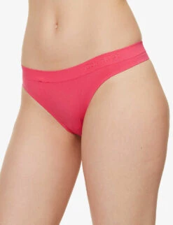 Calvin Klein Bonded Flex Branded-waistband Mid-rise Stretch-woven Thong 8 Calvin Klein Bonded Flex Branded-waistband Mid-rise Stretch-woven Thong -Sweaty Betty Store R04097691 CERISELIPSTICK ALT02