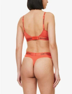 Calvin Klein 1996 Logo-print Stretch-cotton T-shirt Bra -Sweaty Betty Store R04097700 COOLMELON ALT02