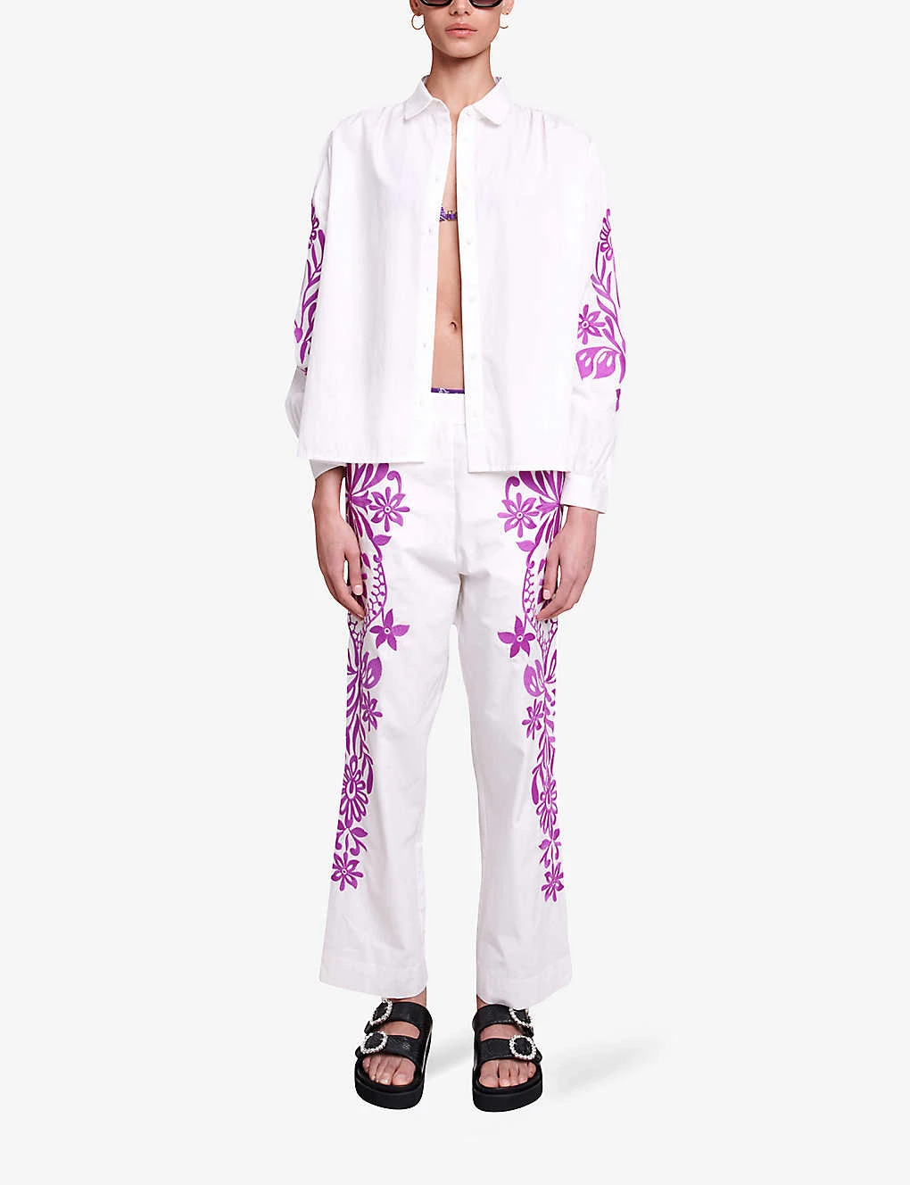 Maje Cocoinel Floral-embroidered Cotton Shirt 4 Maje Cocoinel Floral-embroidered Cotton Shirt - Image 2