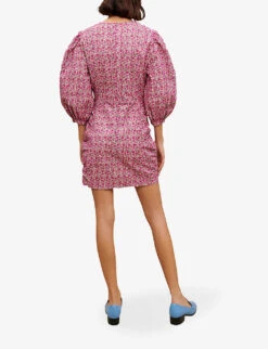 Maje Ryad Floral-print Balloon-sleeved Cotton Mini Dress -Sweaty Betty Store R04101876 ROSES ALT03
