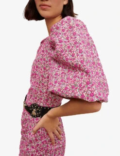Maje Ryad Floral-print Balloon-sleeved Cotton Mini Dress -Sweaty Betty Store R04101876 ROSES ALT04
