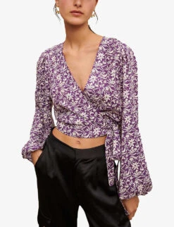 Maje Loniriqua Floral-print Linen-blend Blouse 9 Maje Loniriqua Floral-print Linen-blend Blouse -Sweaty Betty Store R04101931 VIOLETS ALT02