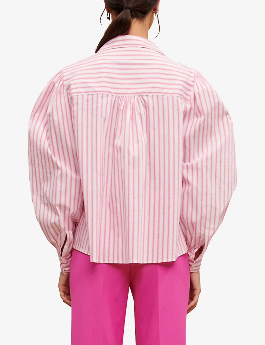 Maje Cyta Striped Balloon-sleeved Stretch-cotton Blend Shirt 6 Maje Cyta Striped Balloon-sleeved Stretch-cotton Blend Shirt - Image 4
