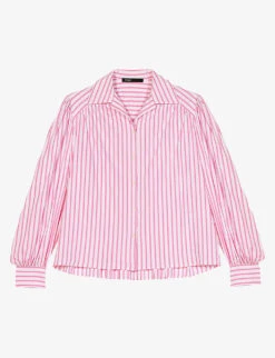 Maje Cyta Striped Balloon-sleeved Stretch-cotton Blend Shirt
