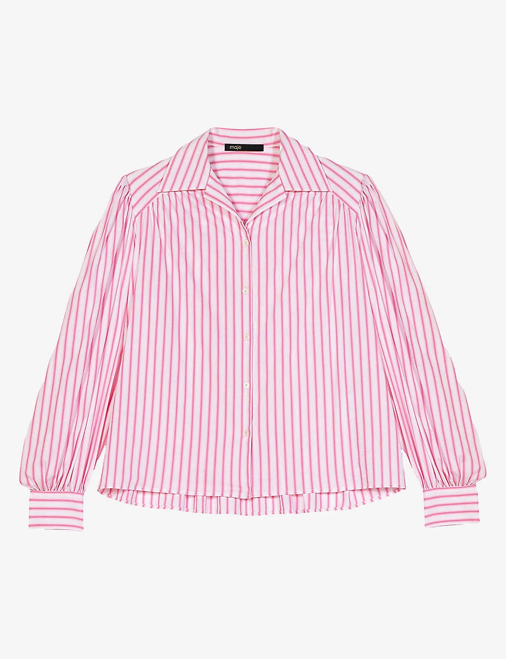 Maje Cyta Striped Balloon-sleeved Stretch-cotton Blend Shirt 3 Maje Cyta Striped Balloon-sleeved Stretch-cotton Blend Shirt