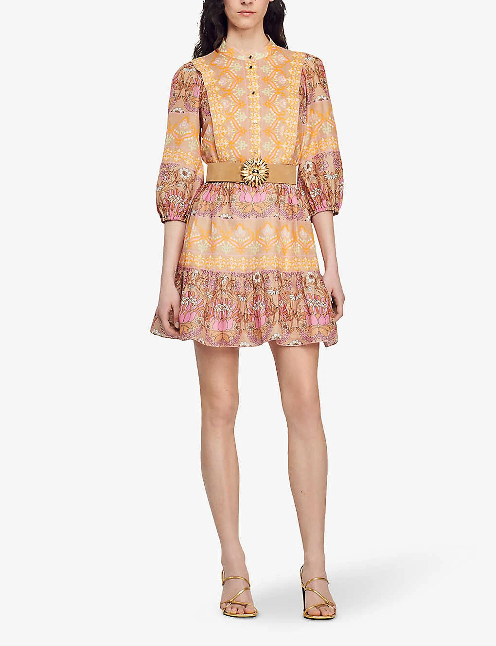 Sandro Geometric Floral-print Linen-blend Mini Dress 4 Sandro Geometric Floral-print Linen-blend Mini Dress - Image 2