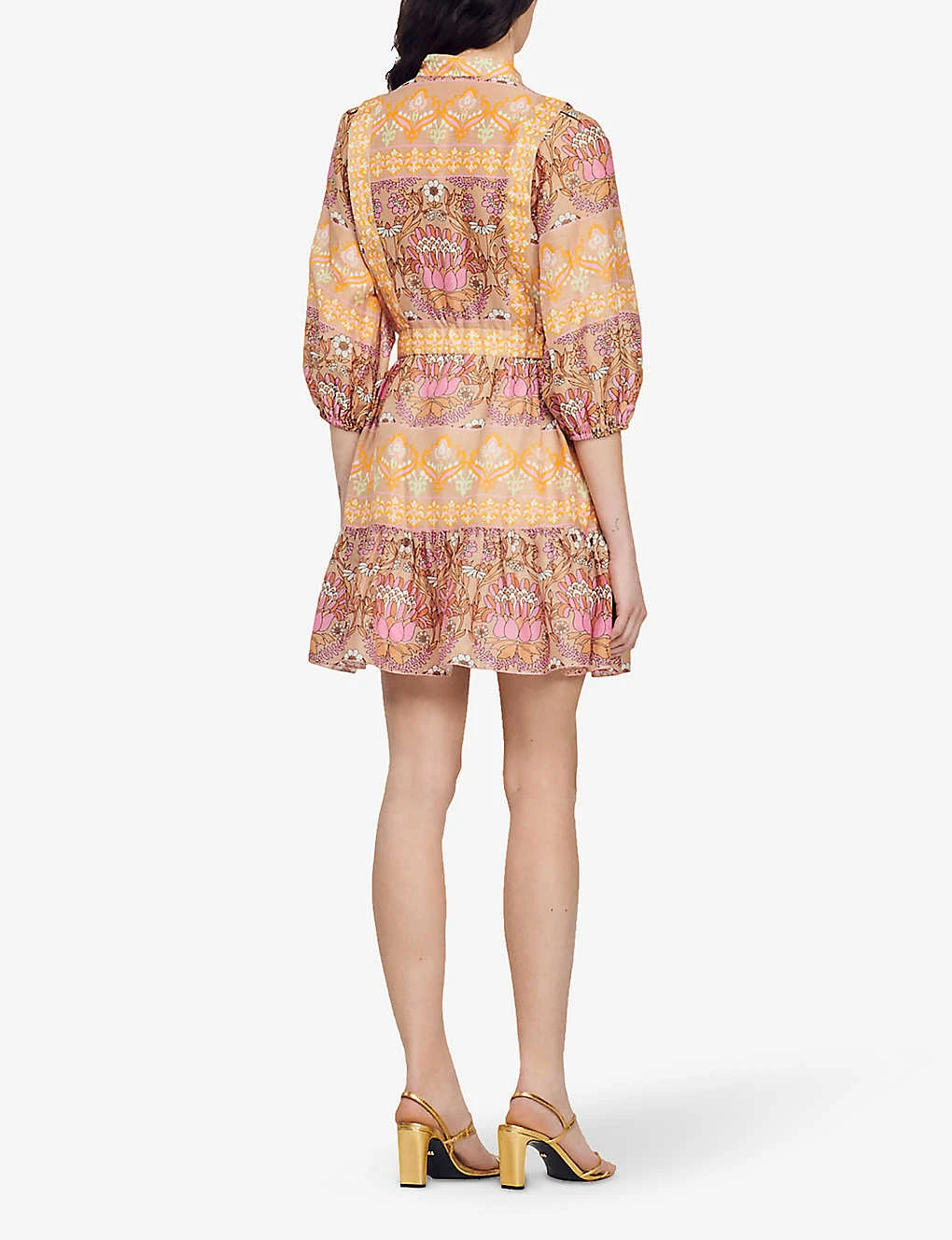 Sandro Geometric Floral-print Linen-blend Mini Dress 6 Sandro Geometric Floral-print Linen-blend Mini Dress - Image 4
