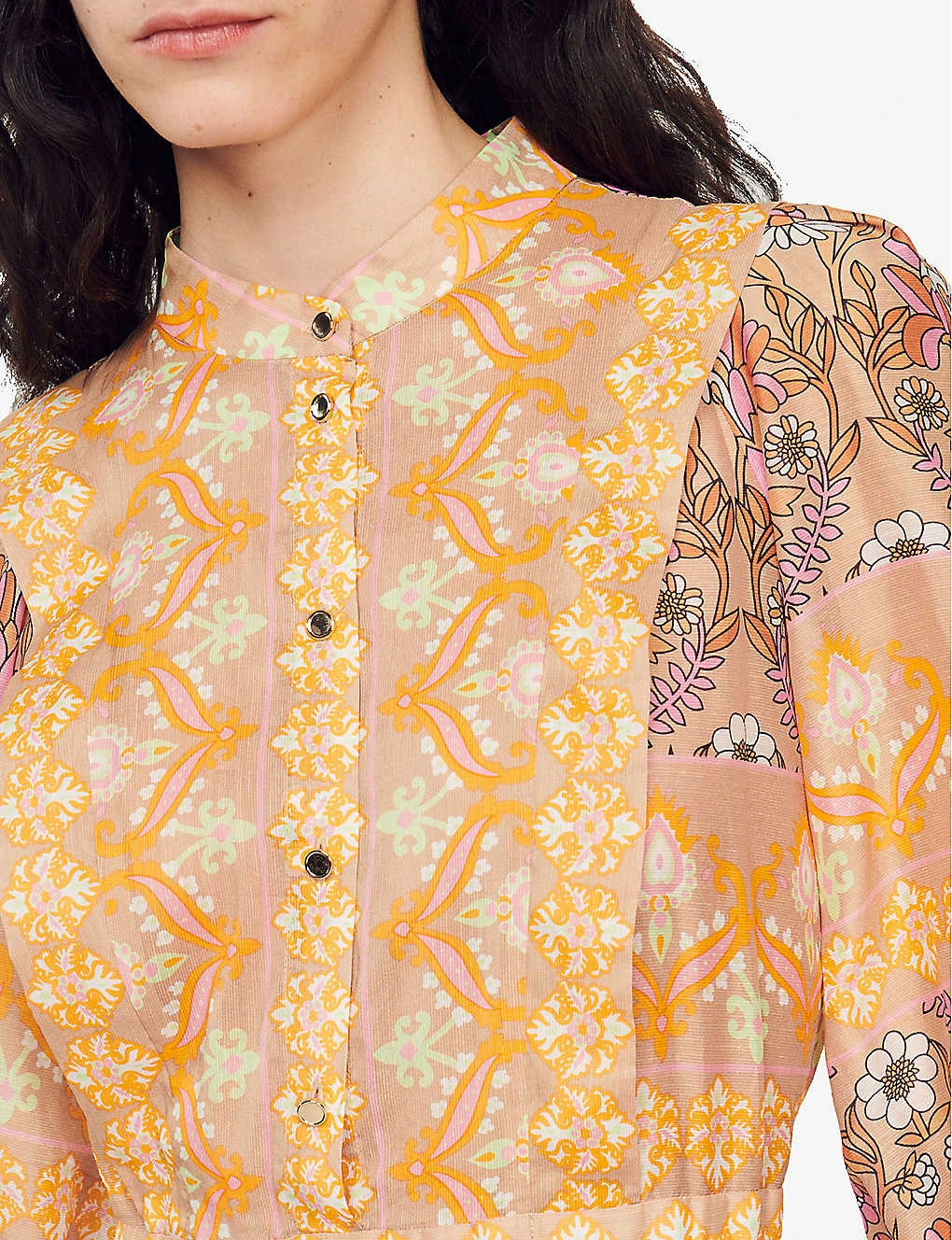 Sandro Geometric Floral-print Linen-blend Mini Dress 7 Sandro Geometric Floral-print Linen-blend Mini Dress - Image 5