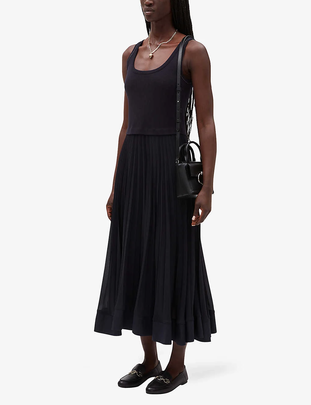 CLAUDIE PIERLOT Tradi Pleated Skirt Stretch-cotton Dress 4 CLAUDIE PIERLOT Tradi Pleated Skirt Stretch-cotton Dress - Image 2