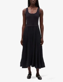 CLAUDIE PIERLOT Tradi Pleated Skirt Stretch-cotton Dress 10 CLAUDIE PIERLOT Tradi Pleated Skirt Stretch-cotton Dress -Sweaty Betty Store R04103316 BLEUS ALT02