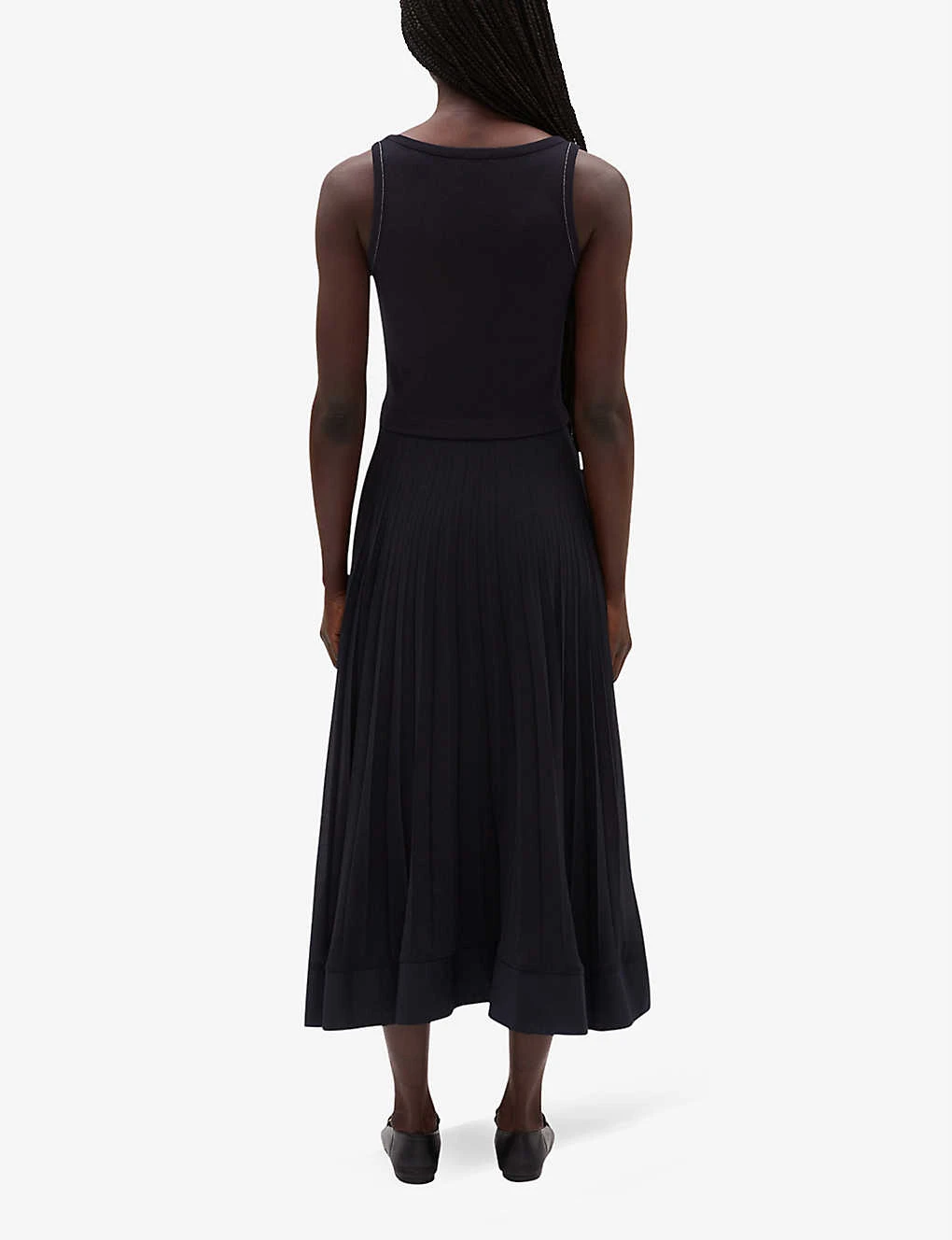 CLAUDIE PIERLOT Tradi Pleated Skirt Stretch-cotton Dress 6 CLAUDIE PIERLOT Tradi Pleated Skirt Stretch-cotton Dress - Image 4