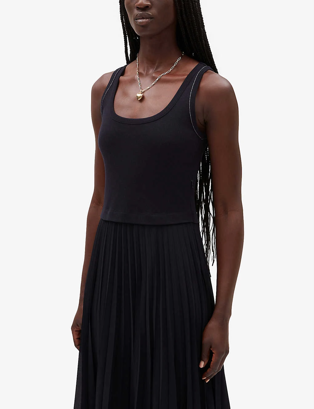 CLAUDIE PIERLOT Tradi Pleated Skirt Stretch-cotton Dress 7 CLAUDIE PIERLOT Tradi Pleated Skirt Stretch-cotton Dress - Image 5