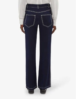 CLAUDIE PIERLOT Palinosoie Cropped Contrast Topstitch Silk Trousers 11 CLAUDIE PIERLOT Palinosoie Cropped Contrast Topstitch Silk Trousers -Sweaty Betty Store R04103339 BLEUS ALT03