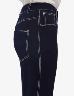 CLAUDIE PIERLOT Palinosoie Cropped Contrast Topstitch Silk Trousers 12 CLAUDIE PIERLOT Palinosoie Cropped Contrast Topstitch Silk Trousers -Sweaty Betty Store R04103339 BLEUS ALT04