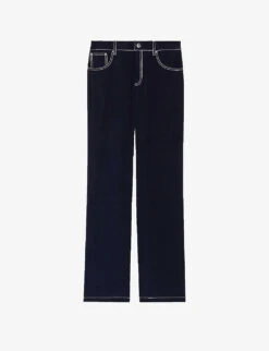 CLAUDIE PIERLOT Palinosoie Cropped Contrast Topstitch Silk Trousers