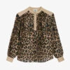 CLAUDIE PIERLOT Baignade Leopard-print Buttoned-neck Cotton Blouse 1 CLAUDIE PIERLOT Baignade Leopard-print Buttoned-neck Cotton Blouse -Sweaty Betty Store R04103433 DIVERS M