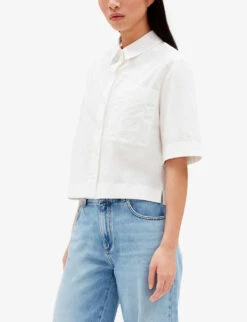 CLAUDIE PIERLOT Initial-embroidered Woven Shirt -Sweaty Betty Store R04103441 NATURELS ALT02