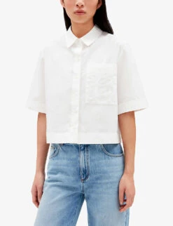 CLAUDIE PIERLOT Initial-embroidered Woven Shirt -Sweaty Betty Store R04103441 NATURELS ALT04