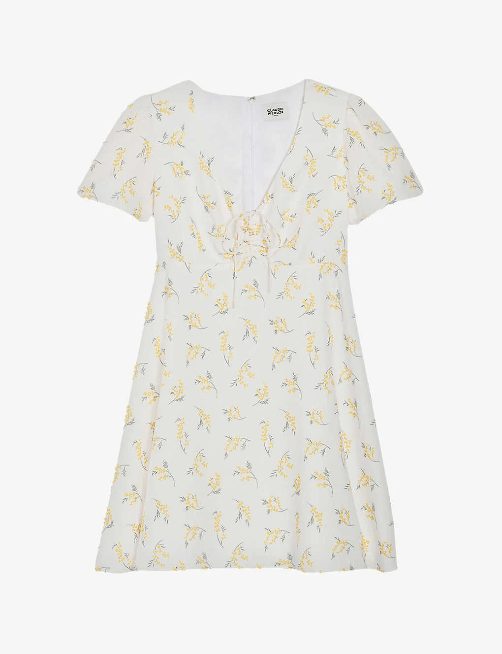 CLAUDIE PIERLOT Rossa Mimosa-print Flared-skirt Woven Mini Dress 3 CLAUDIE PIERLOT Rossa Mimosa-print Flared-skirt Woven Mini Dress