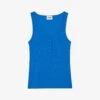 CLAUDIE PIERLOT Togo Ribbed Half-buttoned Cotton-blend Vest Top 2 CLAUDIE PIERLOT Togo Ribbed Half-buttoned Cotton-blend Vest Top -Sweaty Betty Store R04103471 BLEUS M