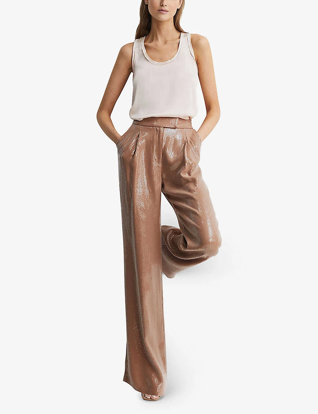 Reiss Lizzie Sequin-embellished Wide-leg Woven Trousers 4 Reiss Lizzie Sequin-embellished Wide-leg Woven Trousers - Image 2