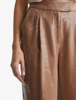 Reiss Lizzie Sequin-embellished Wide-leg Woven Trousers 13 Reiss Lizzie Sequin-embellished Wide-leg Woven Trousers -Sweaty Betty Store R04103873 NUDE ALT05