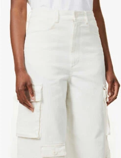 Hailey Patch-pocket Straight-leg High-rise Stretch-cotton Jeans -Sweaty Betty Store R04104676 WHITE ALT04