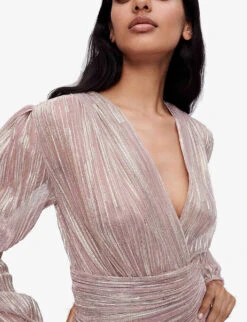 Maje Pleated-metallic Woven Mini Dress -Sweaty Betty Store R04105503 ROSES ALT02