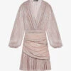 Maje Pleated-metallic Woven Mini Dress 2 Maje Pleated-metallic Woven Mini Dress -Sweaty Betty Store R04105503 ROSES M